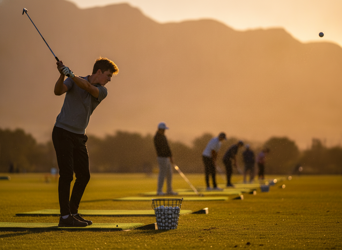 Golden hour session at the driving range