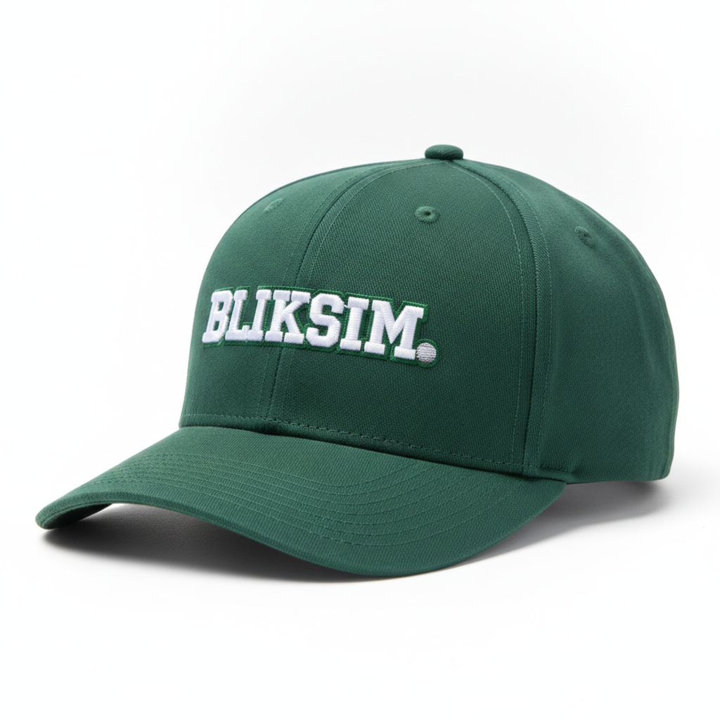 Bliksim green golf cap, three-quarter angle view