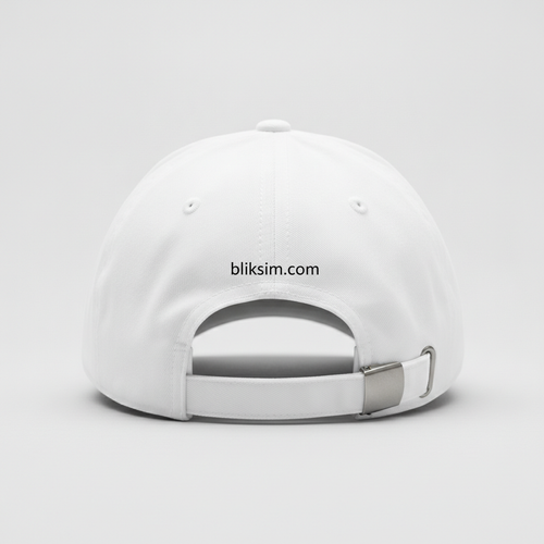 White cap back with small bliksim.com print